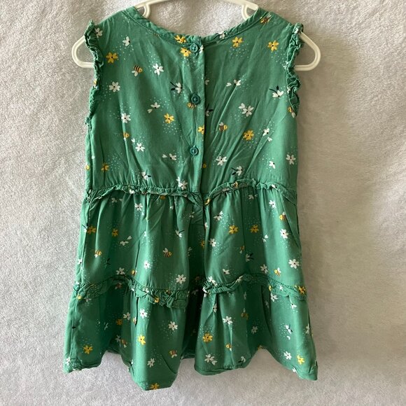 Carter's Toddler Sleeveless Dress 24M | Green Floral Bee Tiered Viscose VGUC - Picture 16 of 16